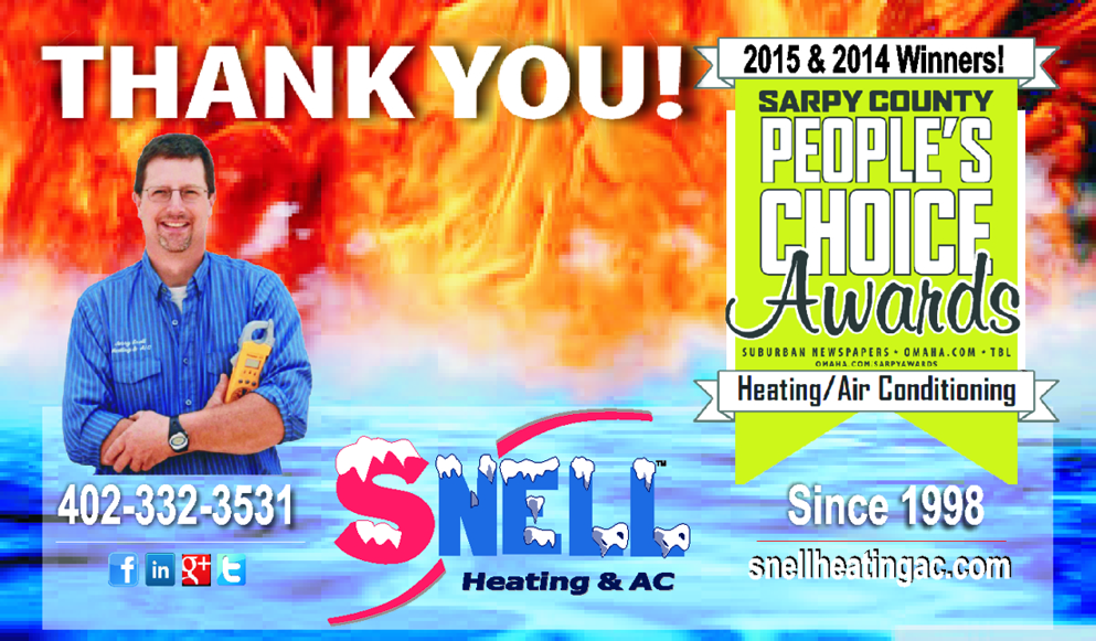 Snell Heating AC - Sarpy County Peoples Choice Award - Best of Omaha heating and cooling company 