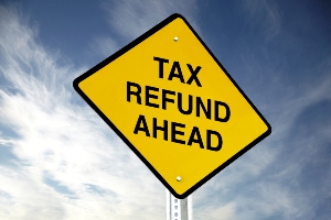 tax refund road sign
